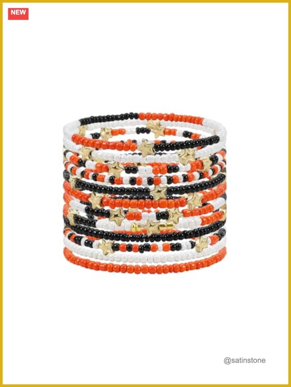 Mardi Gras Stackable Beaded Bracelets Stretch Layered Jewelry Set